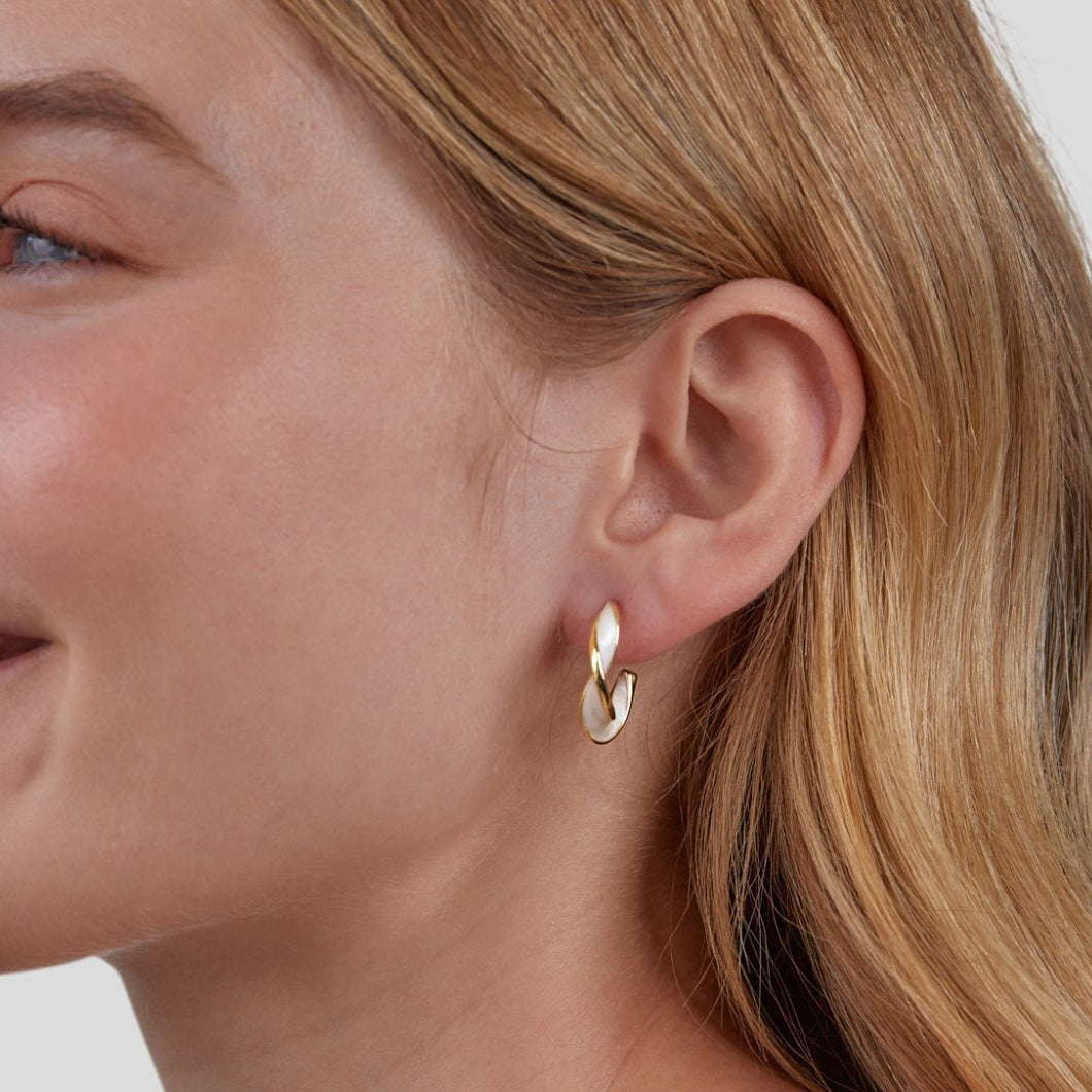 Gold Twist Hoop Earrings for Women – 18k Plated, Hypoallergenic & Waterproof