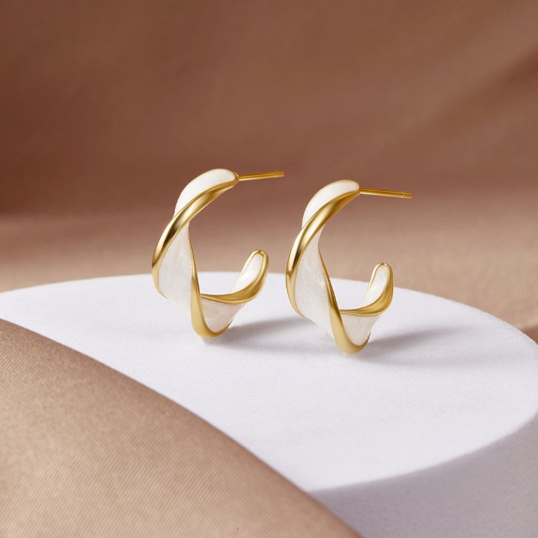 Gold Twist Hoop Earrings for Women – 18k Plated, Hypoallergenic & Waterproof