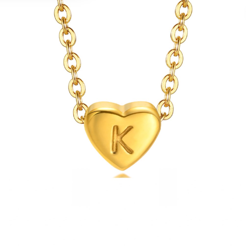 Heart Initial Customisable Gold Bracelet - Waterproof, Hypoallergenic, Adjustable Gift for Women Letter K
