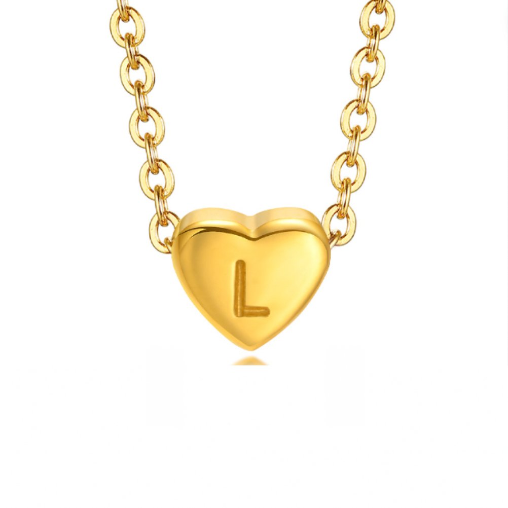 Heart Initial Customisable Gold Bracelet - Waterproof, Hypoallergenic, Adjustable Gift for Women Letter L