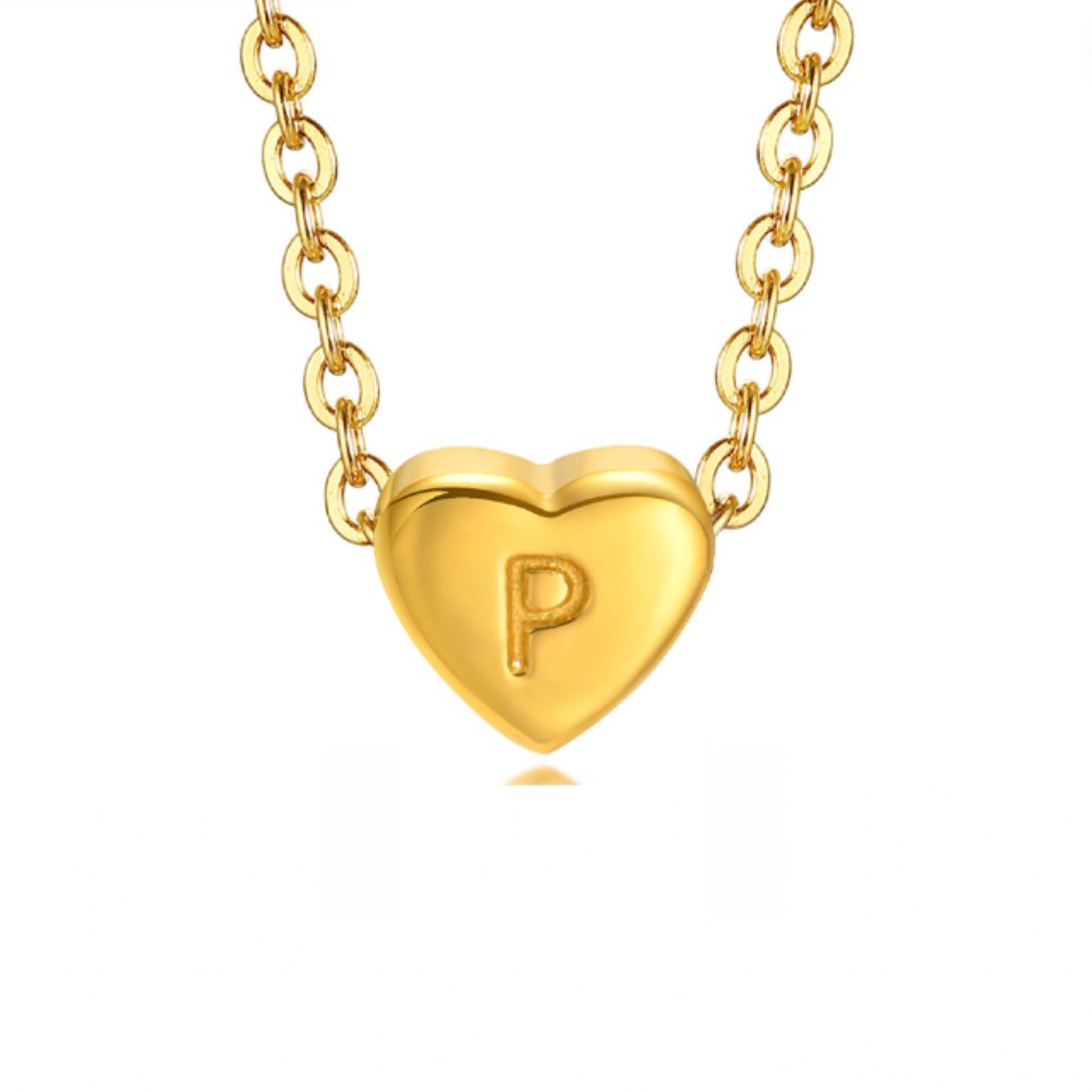 Heart Initial Customisable Gold Bracelet - Waterproof, Hypoallergenic, Adjustable Gift for Women Letter P