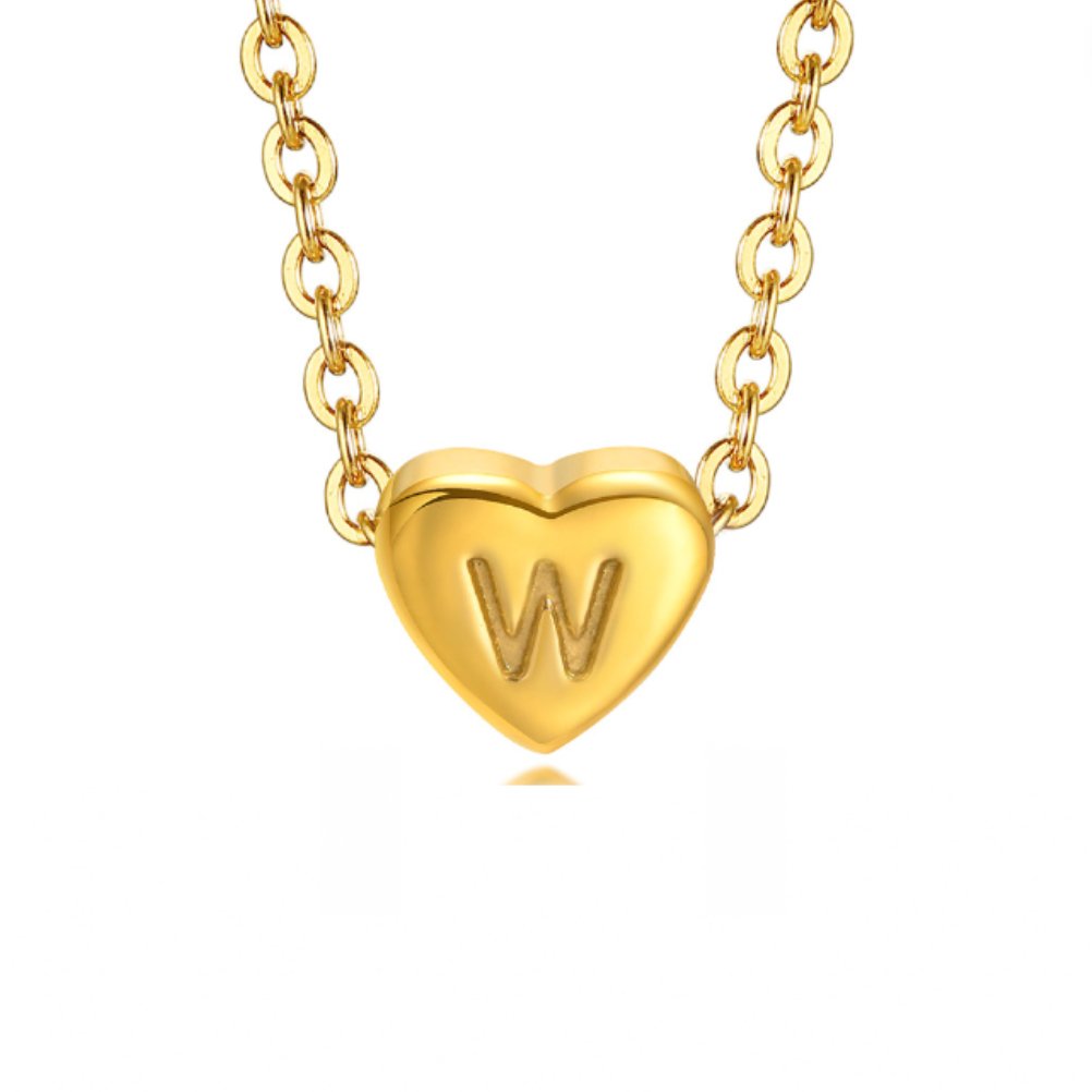 Heart Initial Customisable Gold Bracelet - Waterproof, Hypoallergenic, Adjustable Gift for Women Letter W