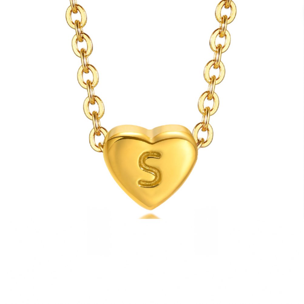 Heart Initial Customisable Gold Bracelet - Waterproof, Hypoallergenic, Adjustable Gift for Women Letter S