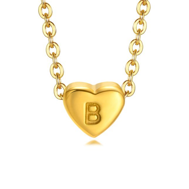 Heart Initial Customisable Gold Bracelet - Waterproof, Hypoallergenic, Adjustable Gift for Women Letter B