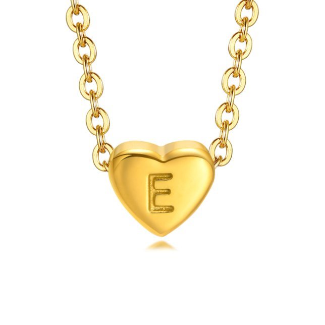 Heart Initial Customisable Gold Bracelet - Waterproof, Hypoallergenic, Adjustable Gift for Women Letter E