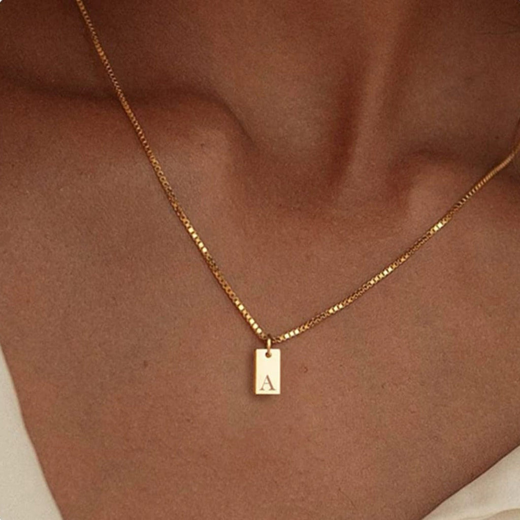Hypoallergenic Gold Initial Charm Necklace, Customisable - Waterproof Stainless Steel, Adjustable 40cm+5cm