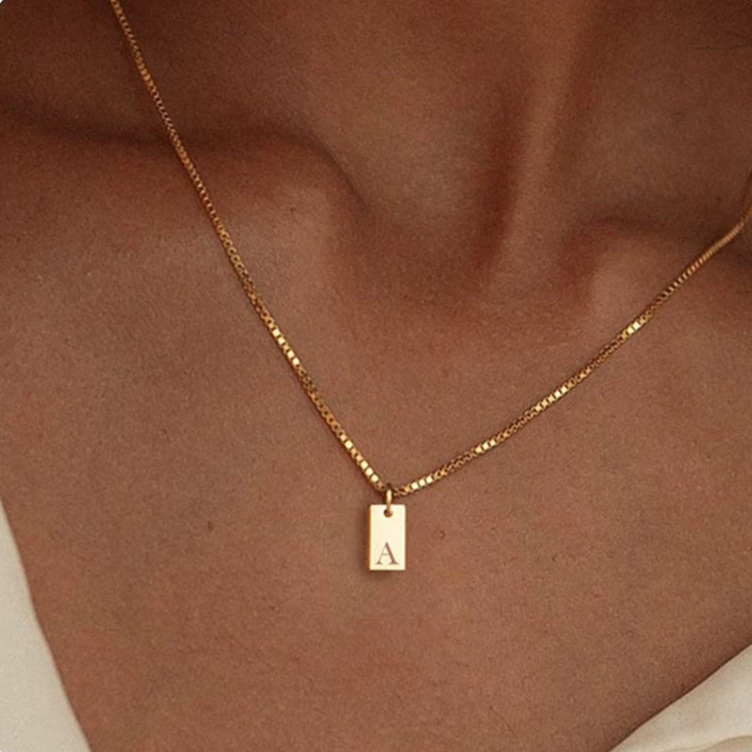 Hypoallergenic Gold Initial Charm Necklace, Customisable - Waterproof Stainless Steel, Adjustable 40cm+5cm