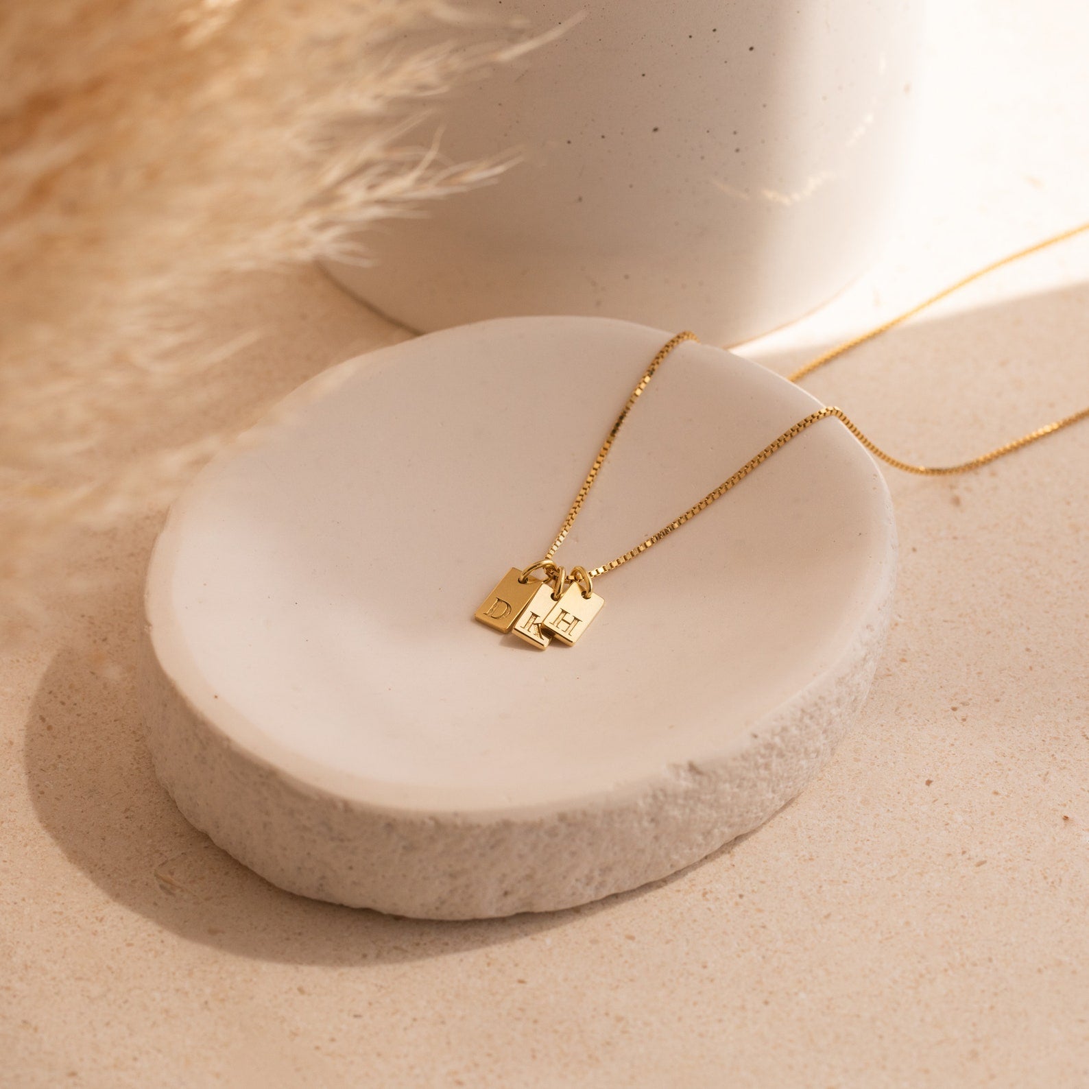Hypoallergenic Gold Initial Charm Necklace, Customisable - Waterproof Stainless Steel, Adjustable 40cm+5cm