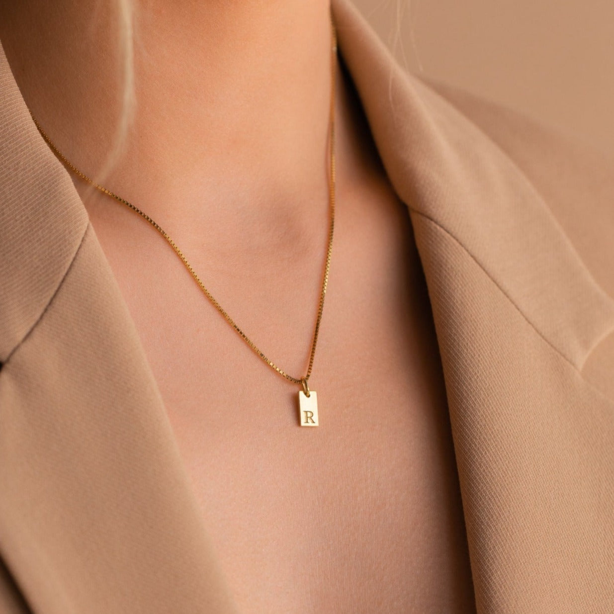 Hypoallergenic Gold Initial Charm Necklace, Customisable - Waterproof Stainless Steel, Adjustable 40cm+5cm