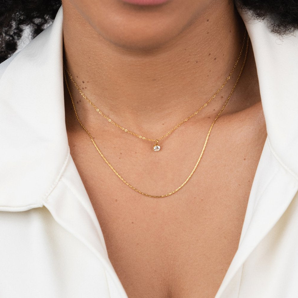 Hypoallergenic Layered Gold Crystal Necklace - Waterproof, Adjustable Stainless Steel, Elegant Gift