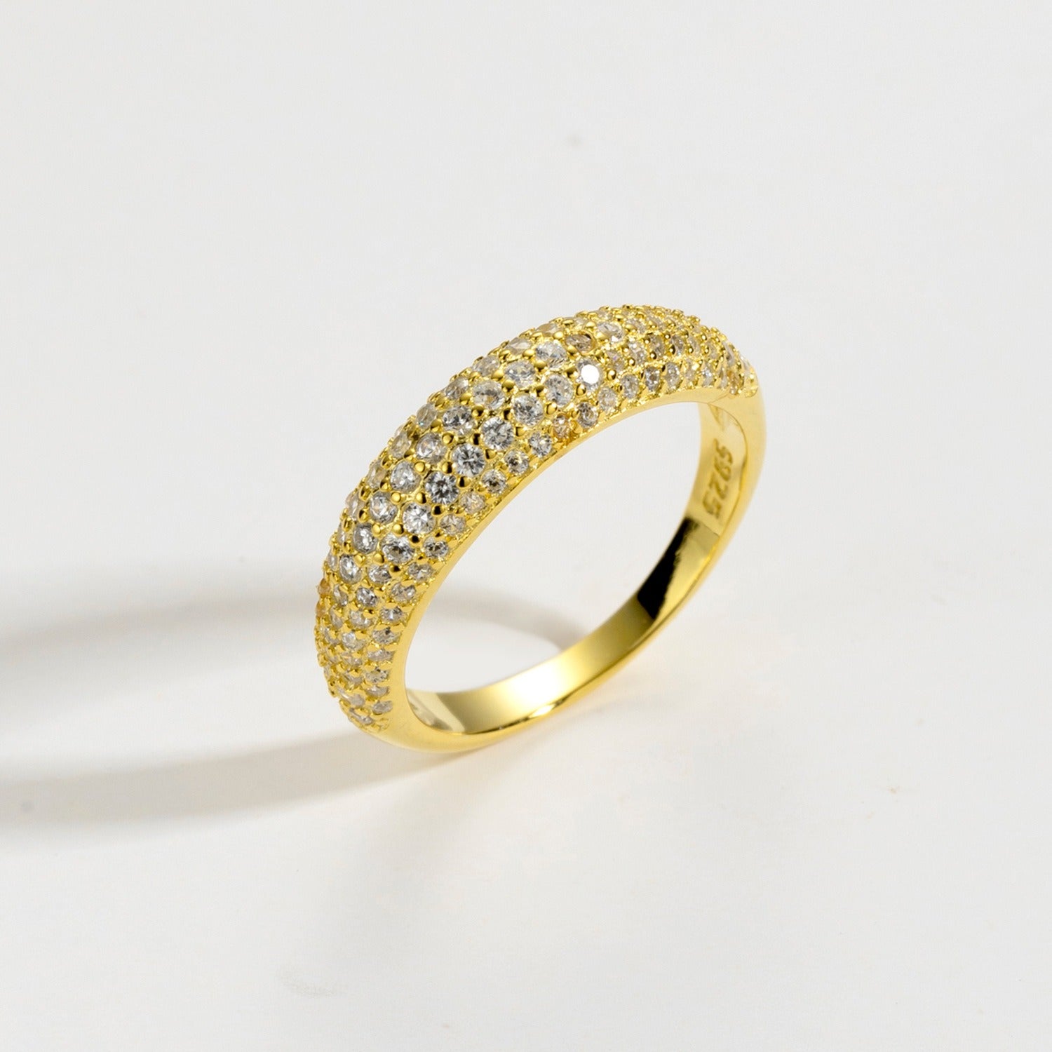 Hypoallergenic Women's Waterproof Pavé CZ Ring in 18K Gold & Sterling Silver - Gift Ready Gold