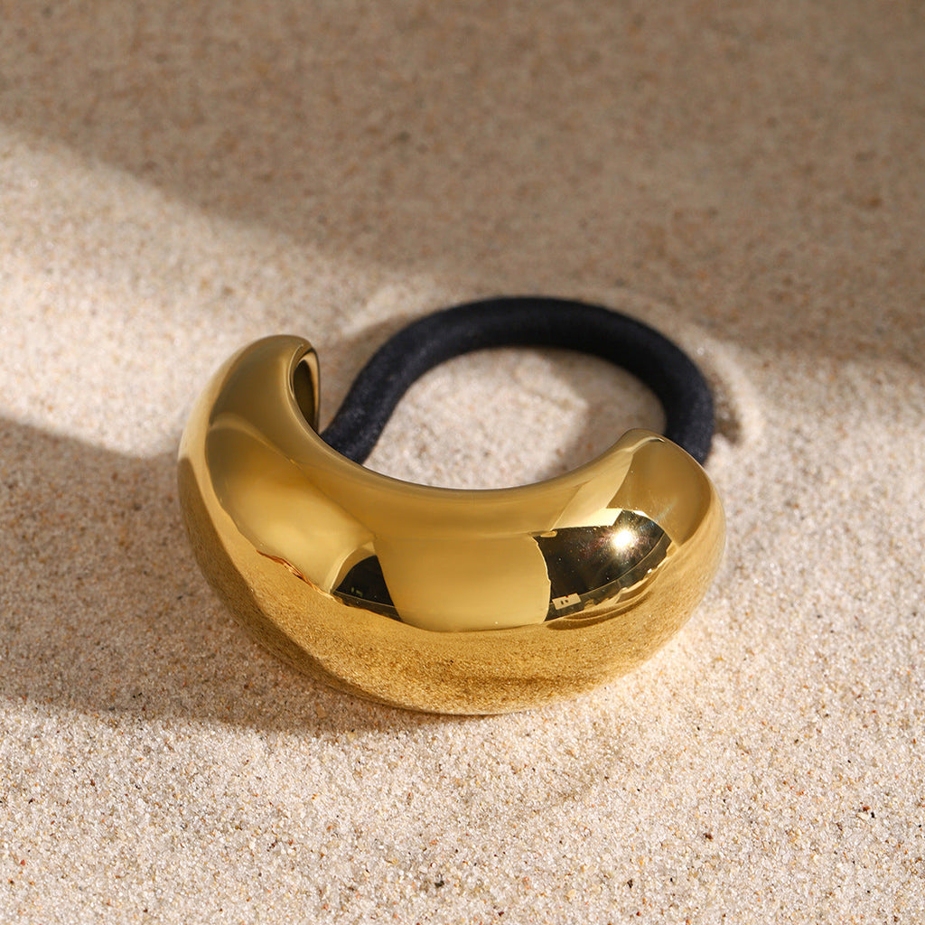 Jumbo Arch Pony Cuff - 18k Gold Stainless Steel Hair Accessory, Hypoallergenic & Chic