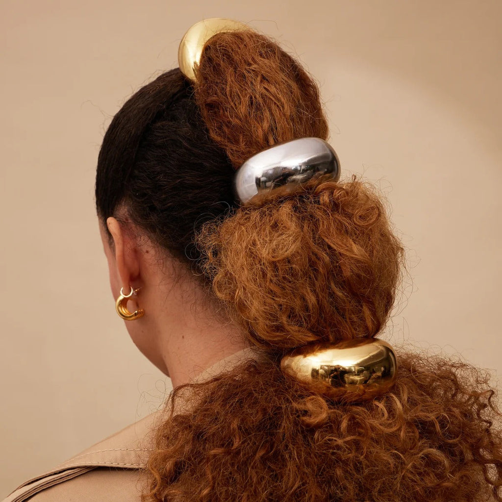 Jumbo Arch Pony Cuff - 18k Gold Stainless Steel Hair Accessory, Hypoallergenic & Chic