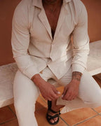 Linen Shirt and Trouser Set for Men - Tailored Fit, Perfect for Summer Outings and Dinner Dates