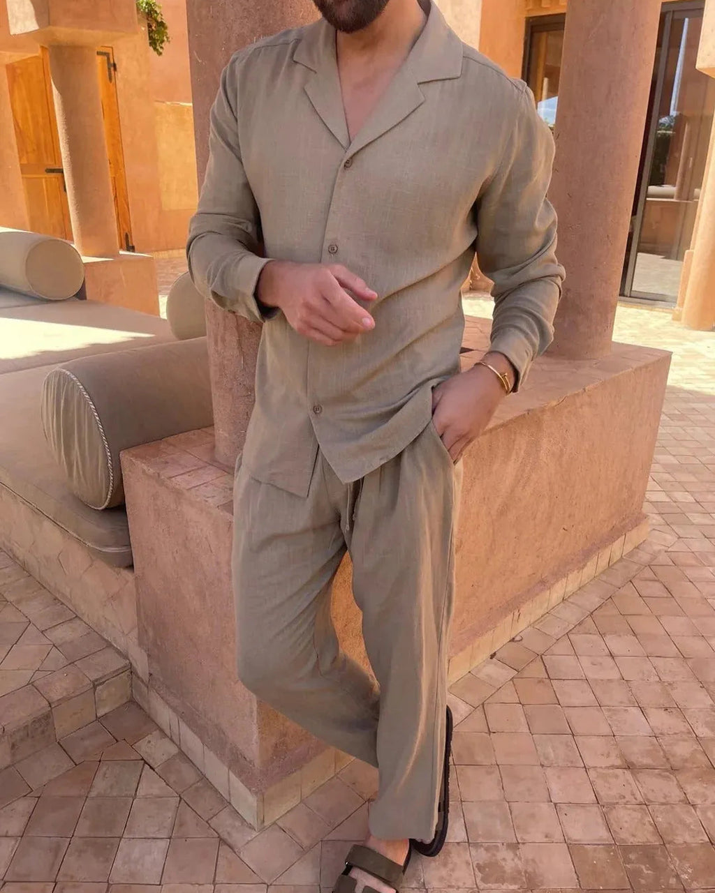 Linen Shirt and Trouser Set for Men - Tailored Fit, Perfect for Summer Outings and Dinner Dates
