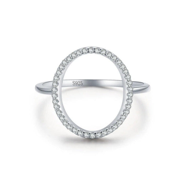 Luna Circle Silver Ring with Crystals - Hypoallergenic, Minimalist Elegance, Ready-to-Gift