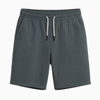 Men's Relaxed Fit Cotton Linen Blend Shorts with Drawstring Waist & Pockets Grey