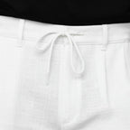 Men's Relaxed Fit Linen Trousers with Drawstring Waist & Pleated Front