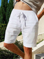 Men's Breathable Linen Summer Shorts - Lightweight & Stylish Comfort White
