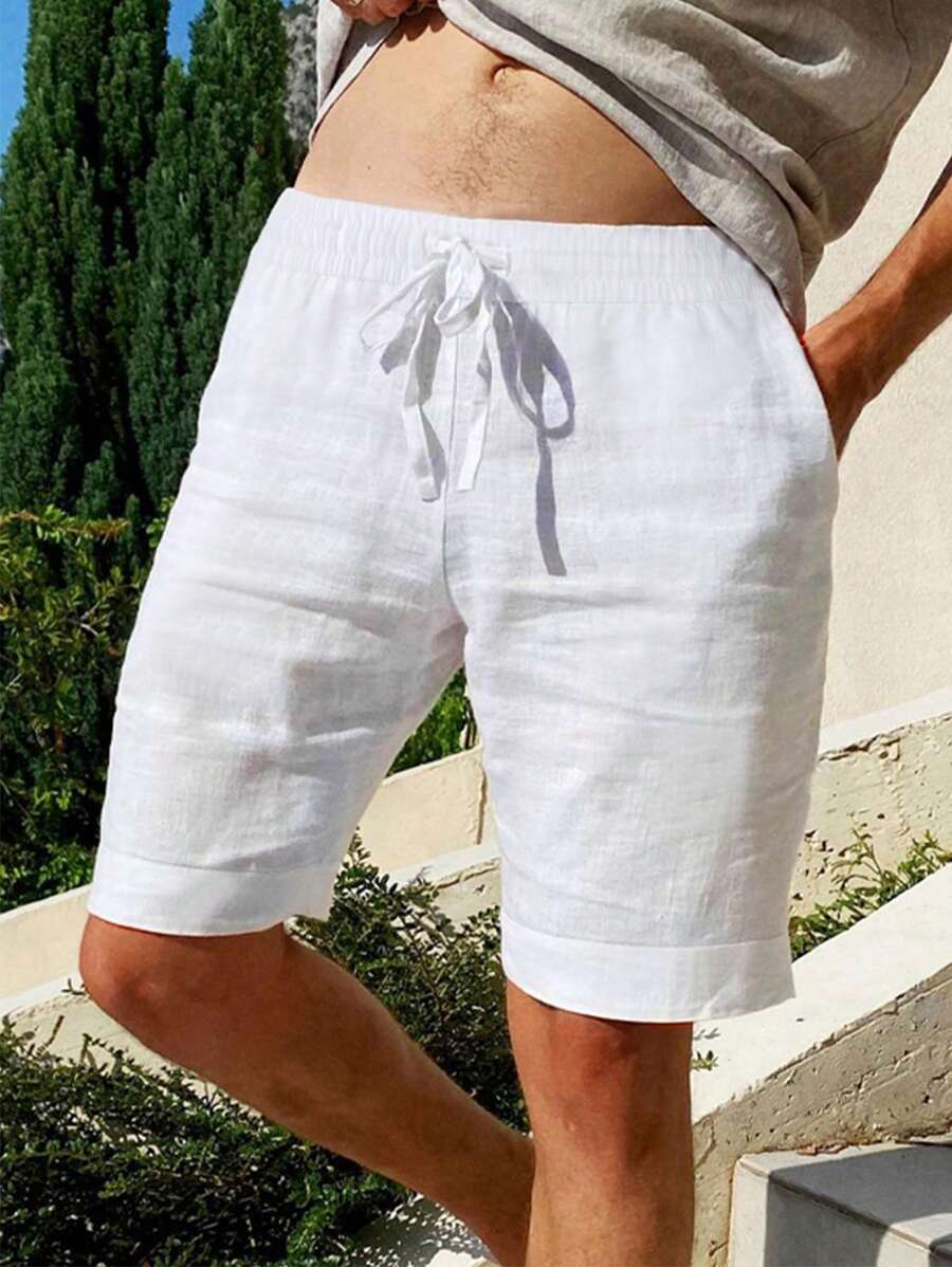 Men's Breathable Linen Summer Shorts - Lightweight & Stylish Comfort White