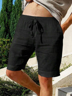 Men's Breathable Linen Summer Shorts - Lightweight & Stylish Comfort Black