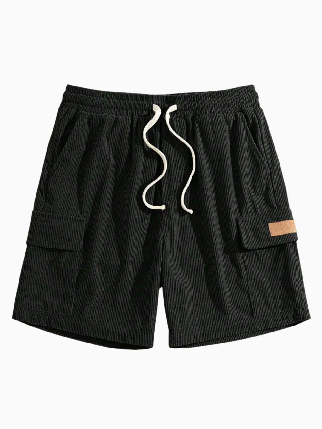 Men's Classic Corduroy Striped Loose Cargo Shorts - Stylish, Durable, Versatile Black