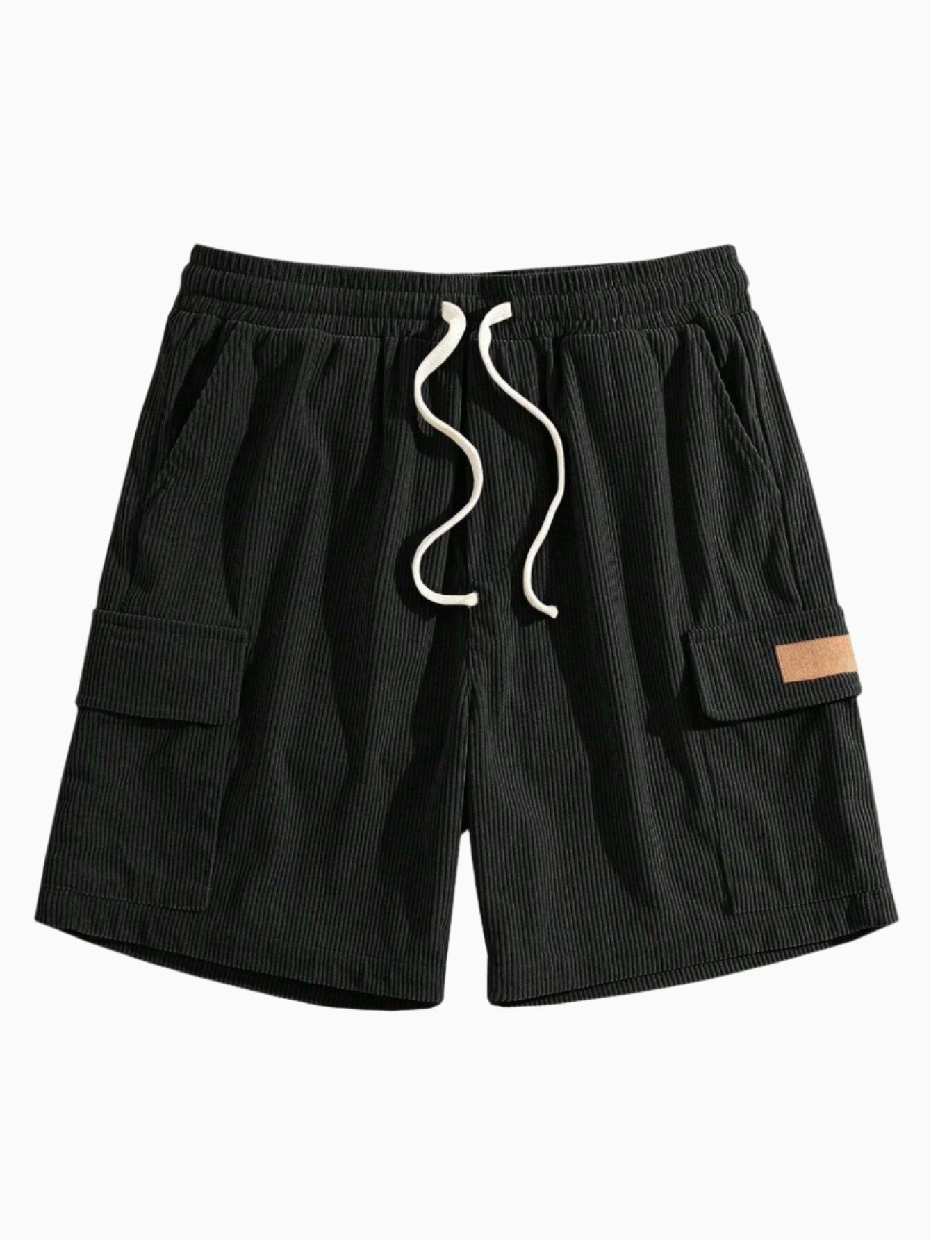 Men's Classic Corduroy Striped Loose Cargo Shorts - Stylish, Durable, Versatile Black