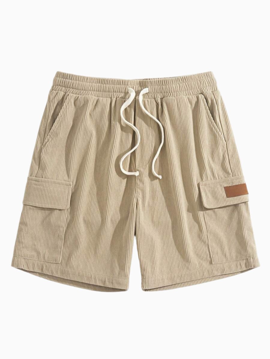 Men's Classic Corduroy Striped Loose Cargo Shorts - Stylish, Durable, Versatile Beige