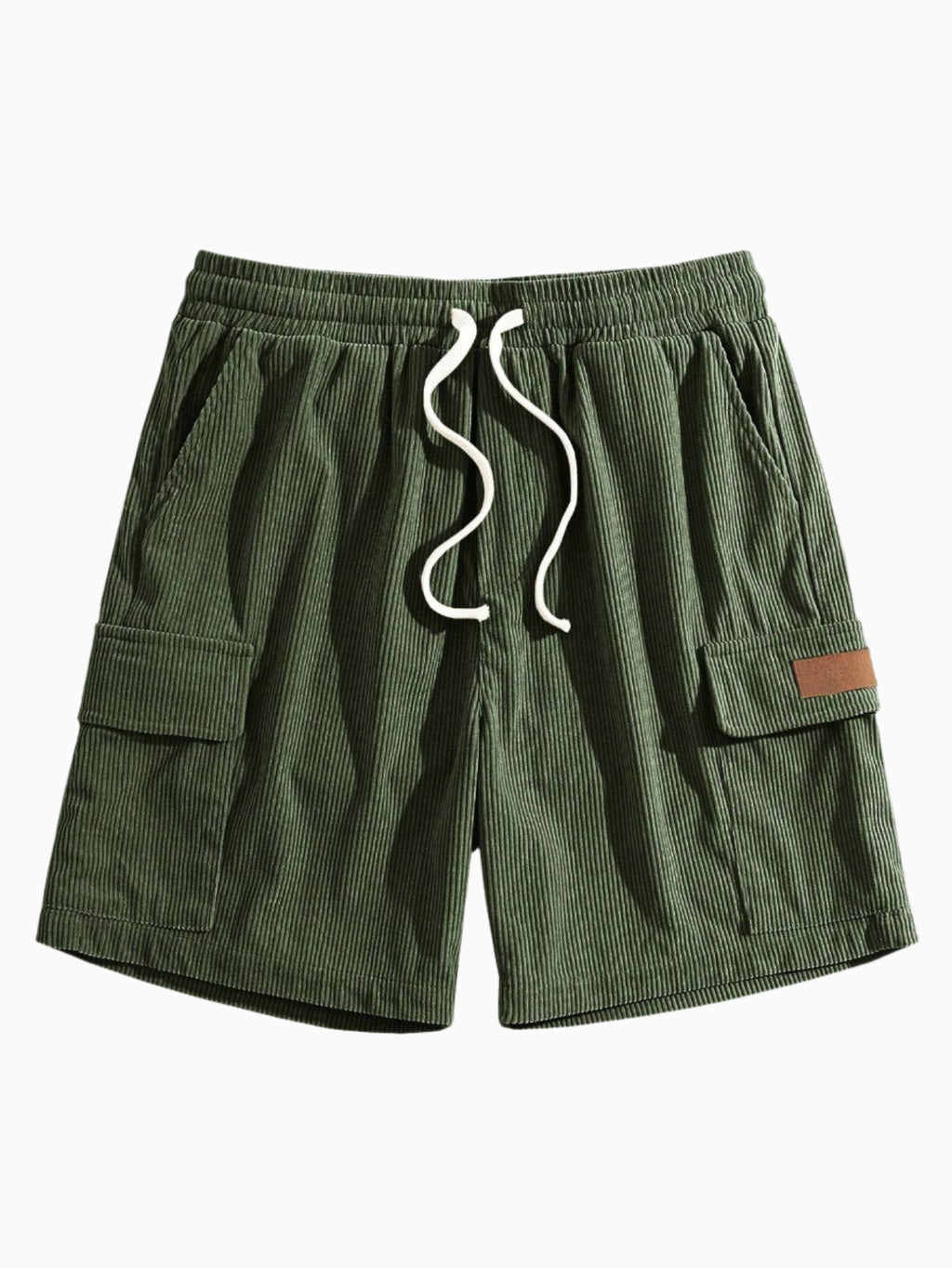 Men's Classic Corduroy Striped Loose Cargo Shorts - Stylish, Durable, Versatile Dark Green