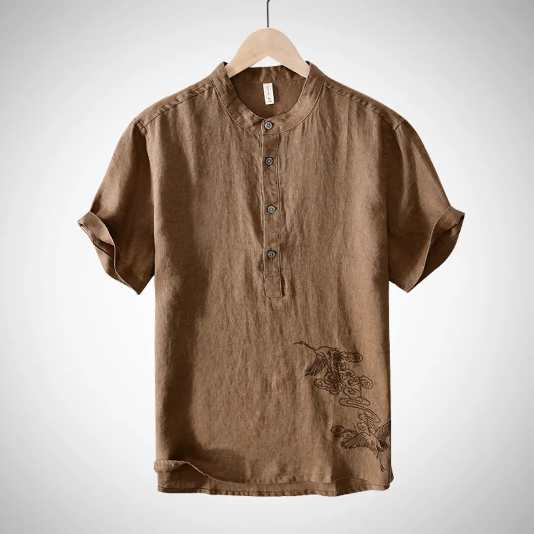 Men’s Breathable Linen Shirt – Lightweight, Stylish Summer Shirt Brown