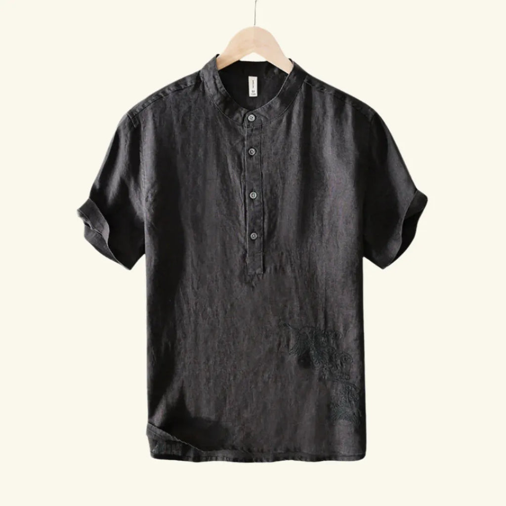 Men’s Breathable Linen Shirt – Lightweight, Stylish Summer Shirt Black
