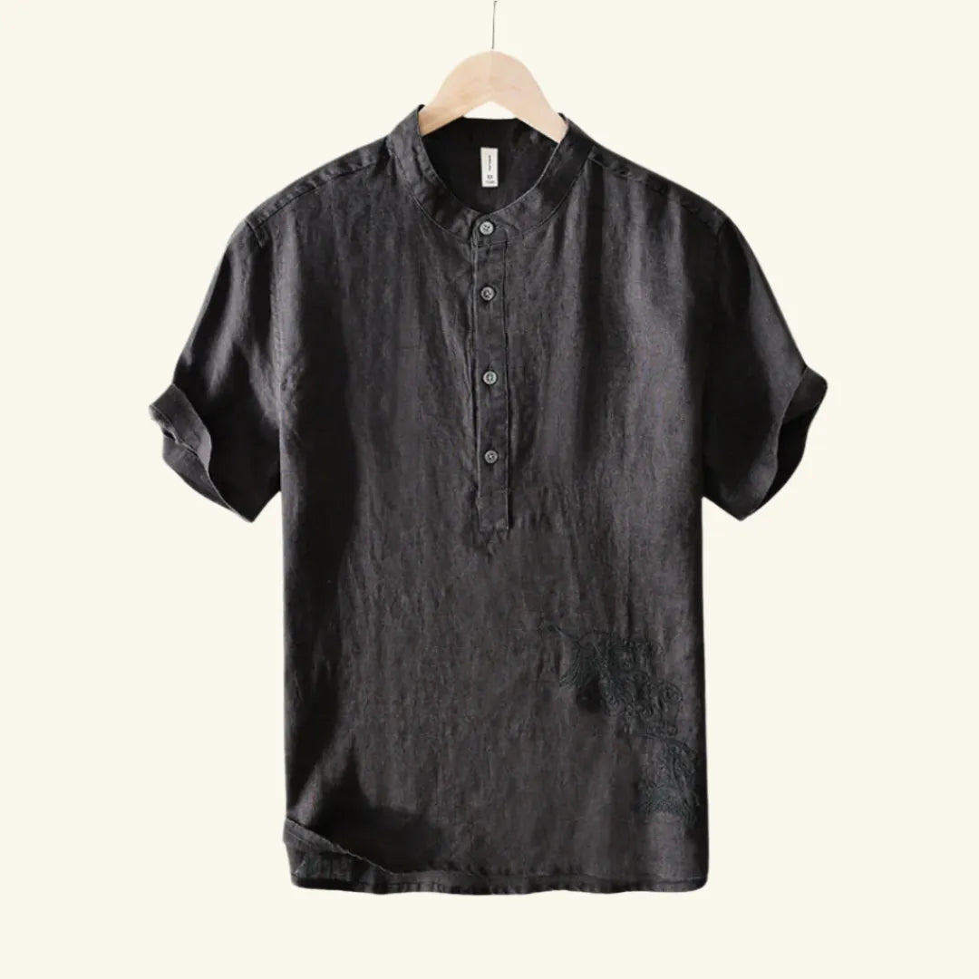 Men’s Breathable Linen Shirt – Lightweight, Stylish Summer Shirt Black