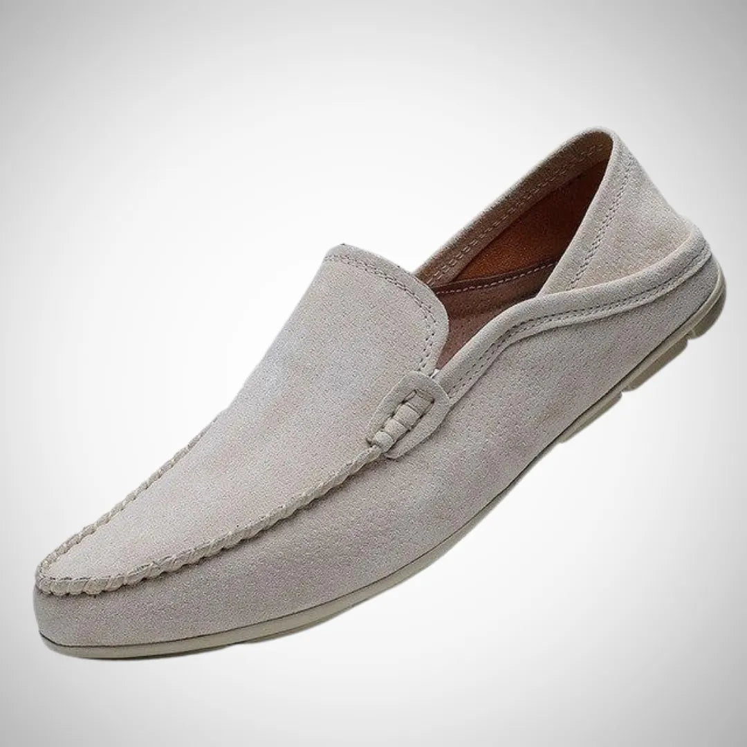 Men's Casual Summer Suede Leather Loafers - Stylish Comfort Footwear Grey