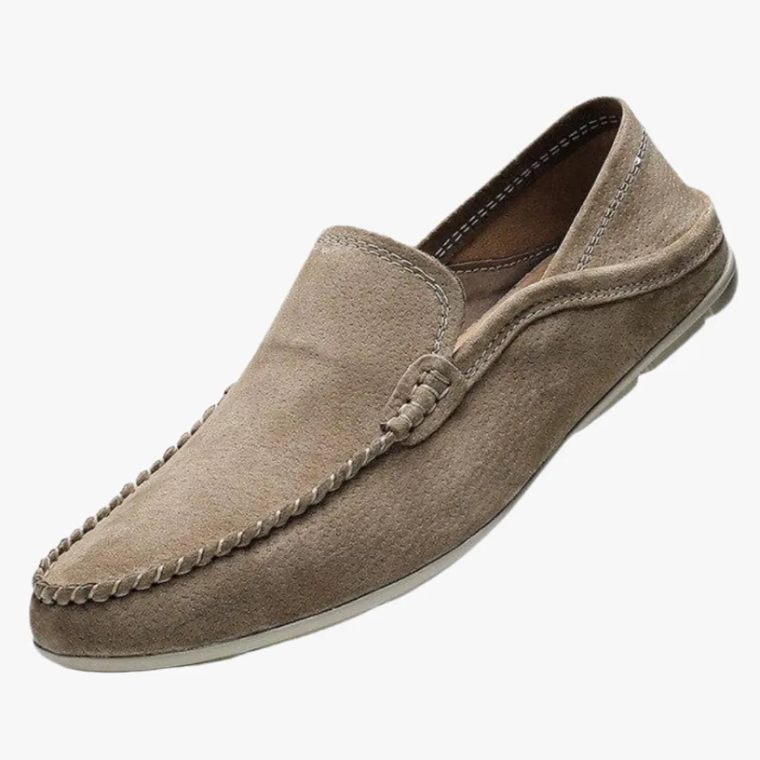 Men's Casual Summer Suede Leather Loafers - Stylish Comfort Footwear Khaki