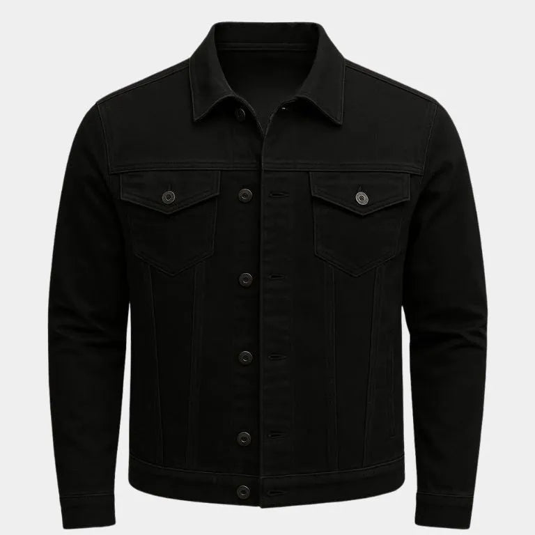 Men's Casual Trucker Jacket - Lightweight cotton jacket for summer Black