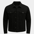 Men's Casual Lightweight cotton Trucker Jacket Black