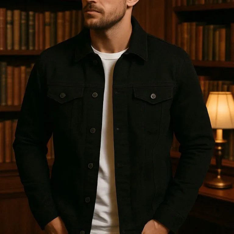 Men's Casual Trucker Jacket - Lightweight cotton jacket for summer