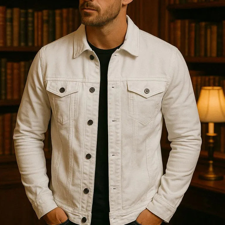 Men's Casual Trucker Jacket - Lightweight cotton jacket for summer