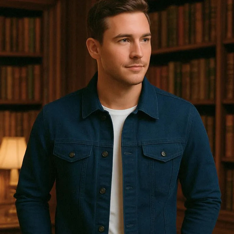 Men's Casual Trucker Jacket - Lightweight cotton jacket for summer