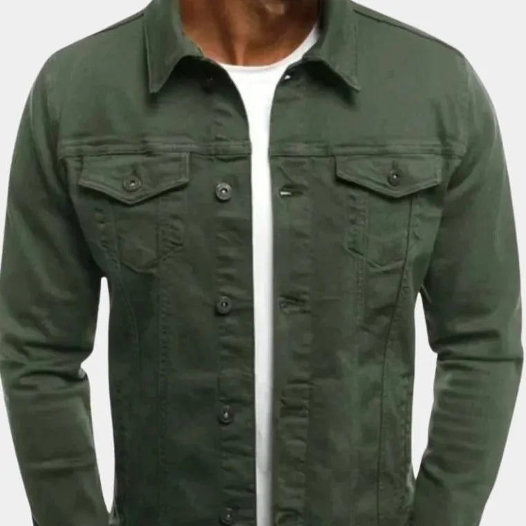 Men's Casual Trucker Jacket - Lightweight cotton jacket for summer