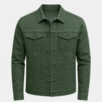Men's Casual Lightweight cotton Trucker Jacket Dark Green