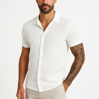 Men's Cotton Linen Blend Short Sleeve Shirt - Loose Fit Casual Wear | White XXL