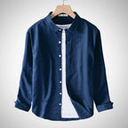 Men’s Cotton Linen Casual Shirt | Breathable, Lightweight, Stylish Summer Top for Everyday Wear Blue