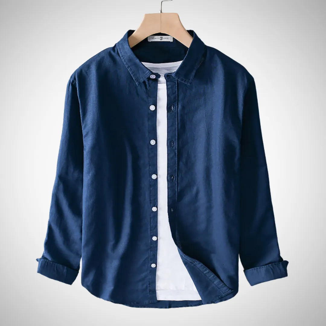 Men’s Cotton Linen Casual Shirt | Breathable, Lightweight, Stylish Summer Top for Everyday Wear Blue