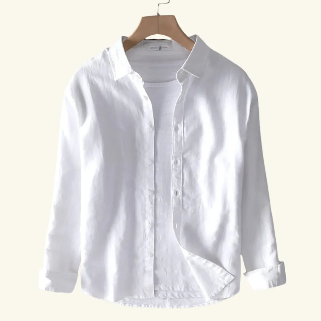 Men’s Cotton Linen Casual Shirt | Breathable, Lightweight, Stylish Summer Top for Everyday Wear White