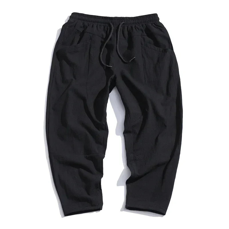 Men’s Cropped Linen Trousers – Lightweight Tapered Fit for Effortless for SummerSummer Style