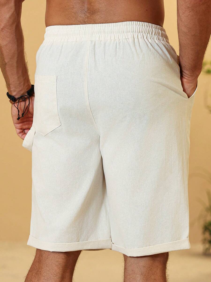 Men's Drawstring Cotton Slant Pocket Shorts – Lightweight & Casual Summer Fit | Beige
