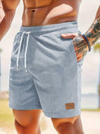 Men's Graphic Print Drawstring Shorts – Lightweight & Casual Summer Essential Blue