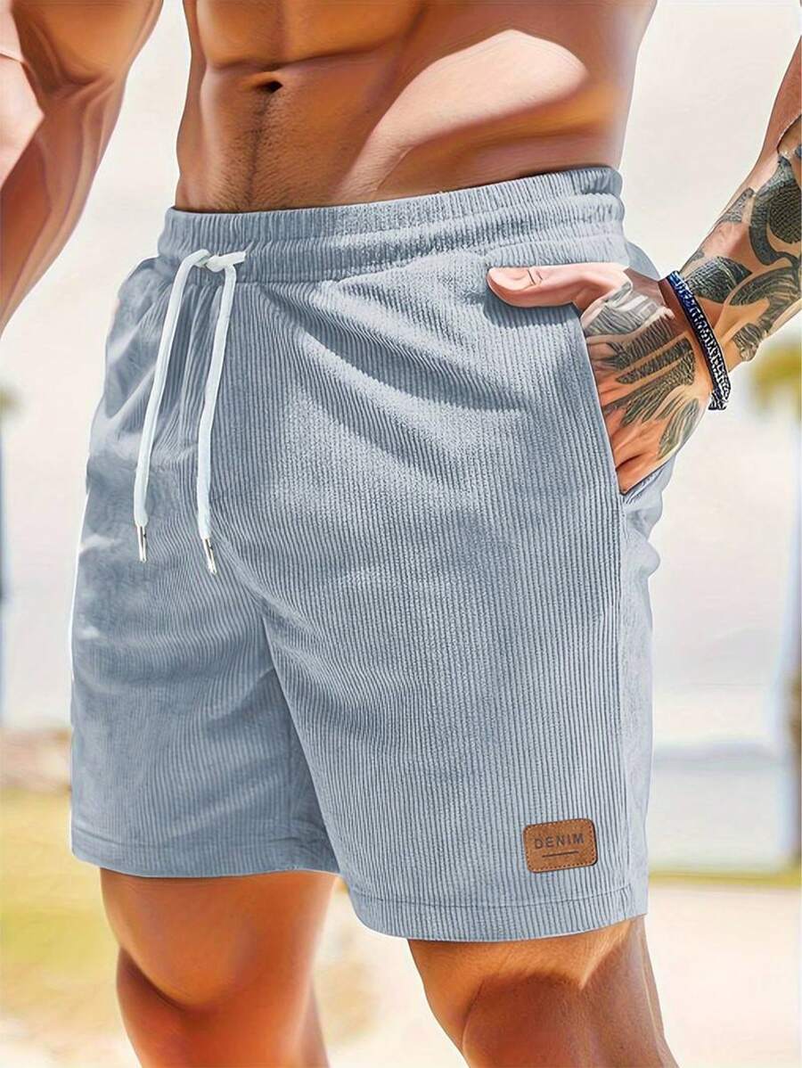 Men's Graphic Print Drawstring Shorts – Lightweight & Casual Summer Essential Blue
