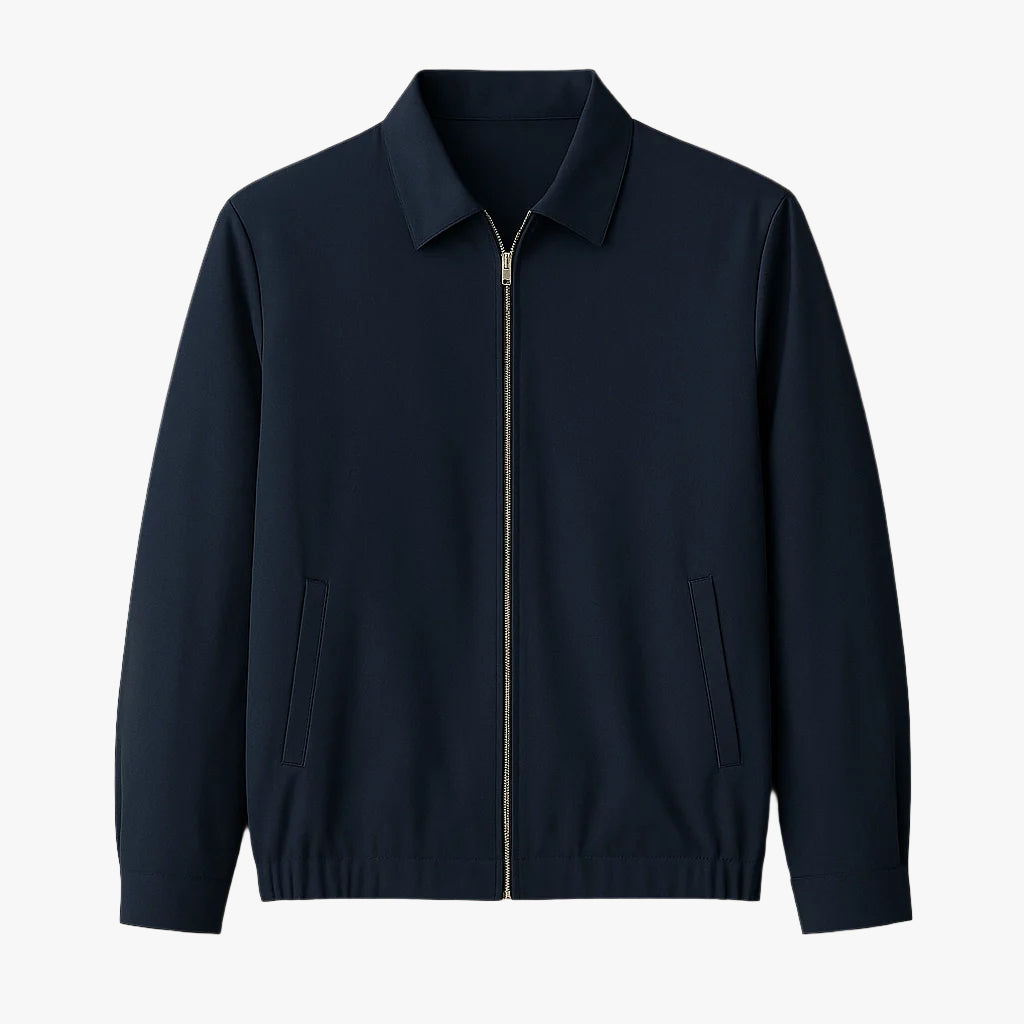 Men's Harrington Jacket - Lightweight Zip-Up Bomber, Minimalist Old Money Style, Smart Casual Outerwear